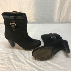 Laura Ashley faux? suede black booties sz 8
